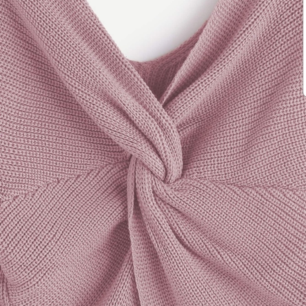 V Neckline Twist Front Sweater - Picture 2 of 8